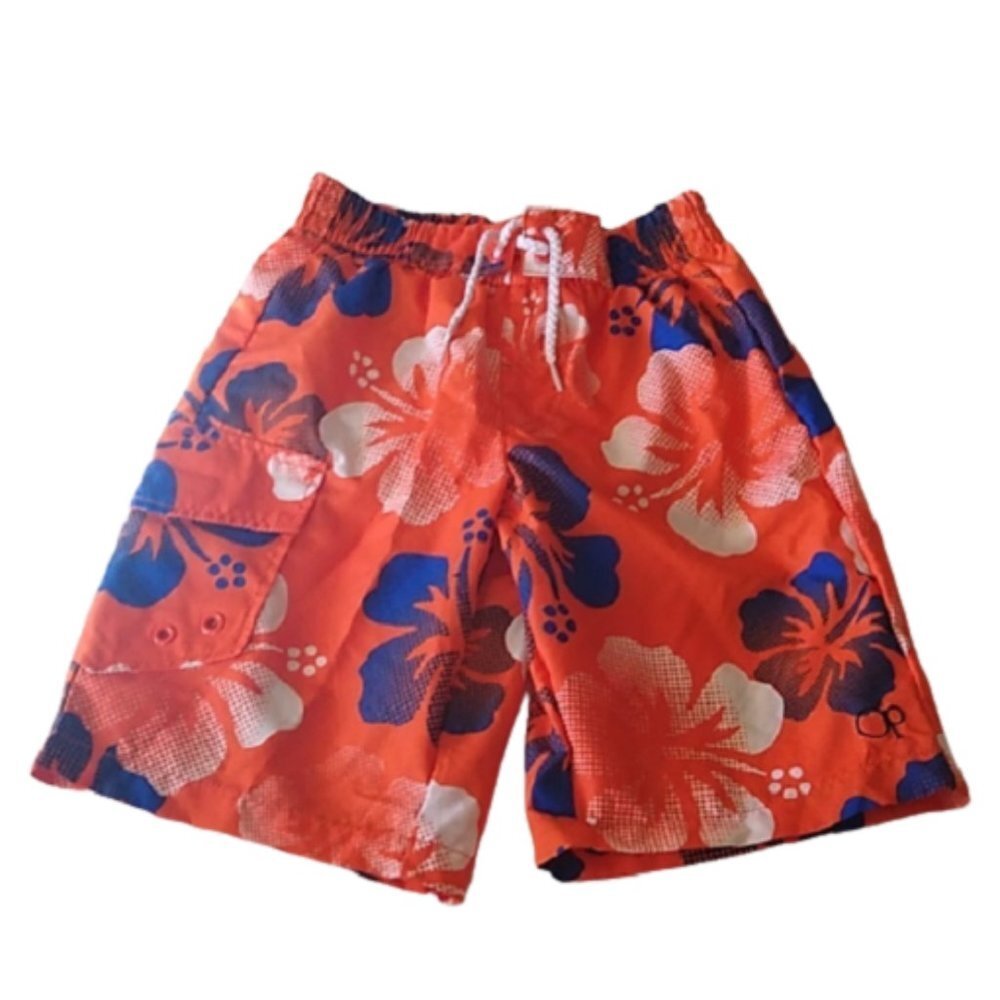 OP Ocean Pacific Boy's Orange Blue Floral Board Shorts, 6/7